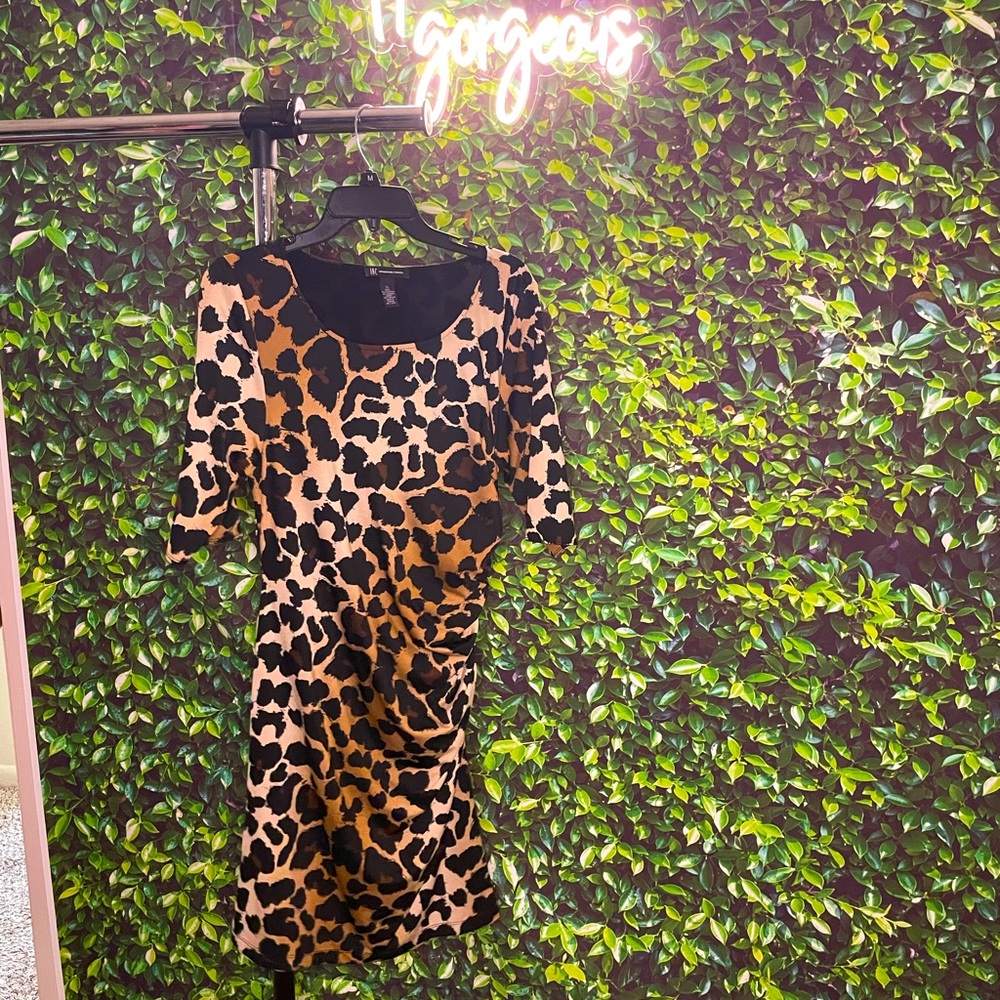 Leopard print mini body con dress